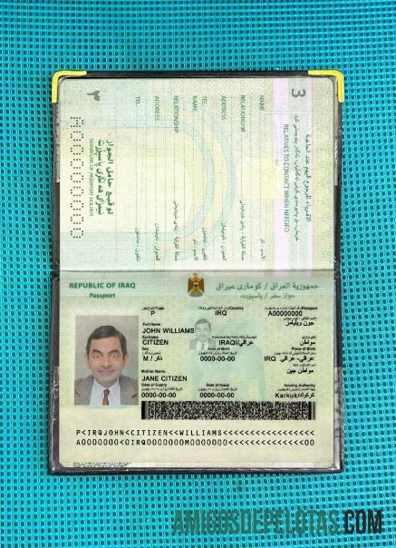 Photolook do presente do novo passaporte do Iraque 2019 baixar para verificação